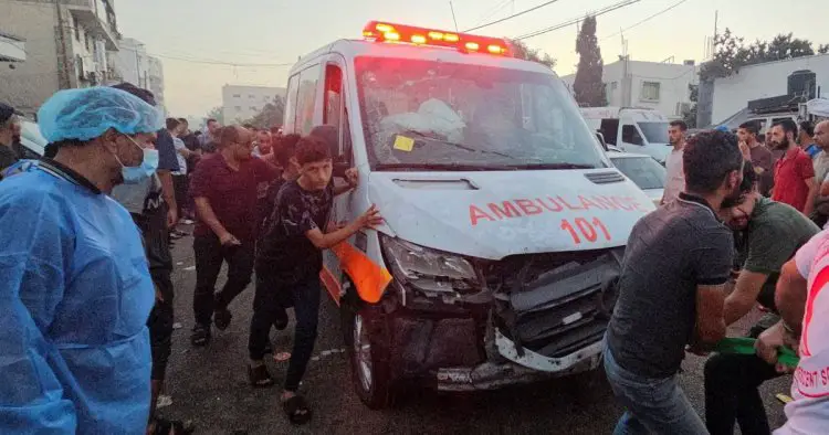 Israel strikes ambulance outside Gaza hospital it says was being used by Hamas