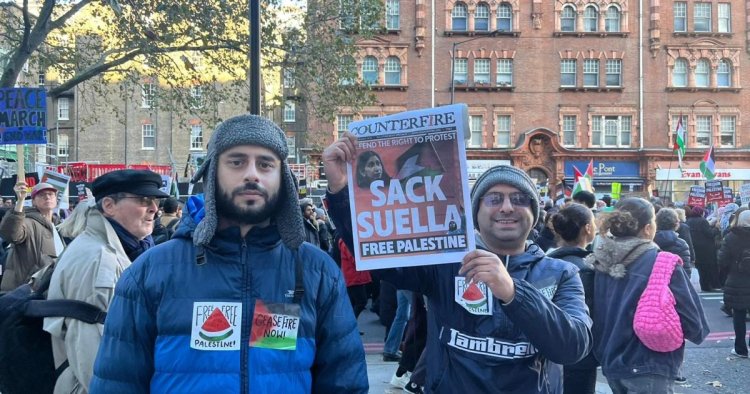 Thousands march for Palestine in London as police arrest 82 counter protesters – latest