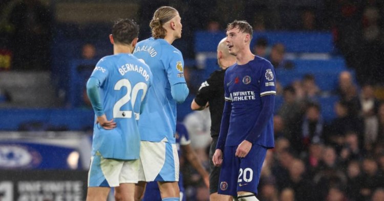 Cole Palmer shoved by Erling Haaland for cheeky move in Chelsea’s draw with Manchester City