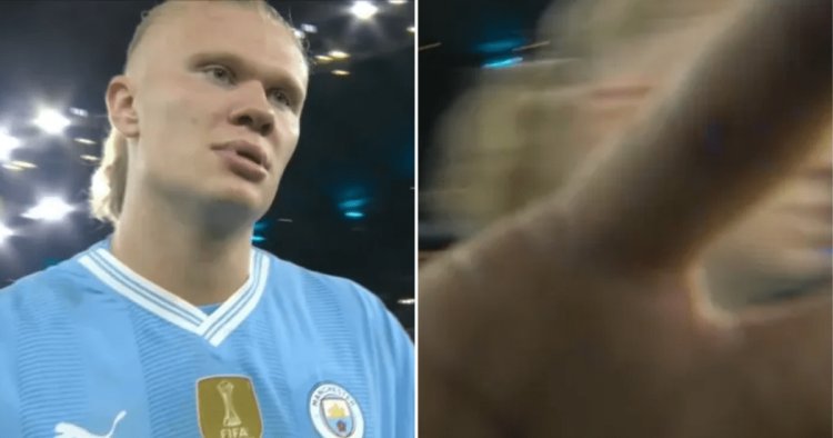 Erling Haaland shoves camera out of his face after Manchester City draw with Chelsea